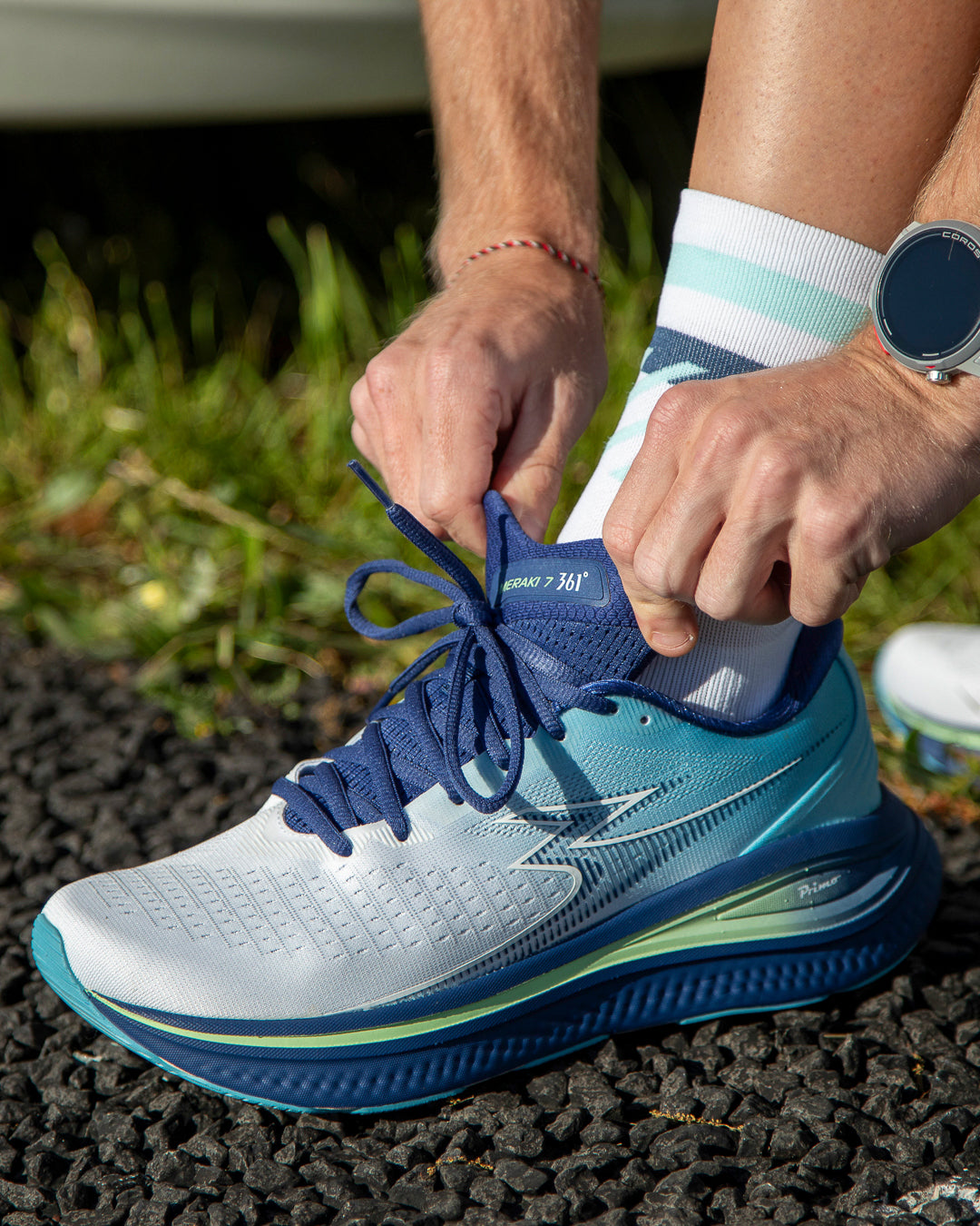 361 meraki 7 men's running shoes blue/white