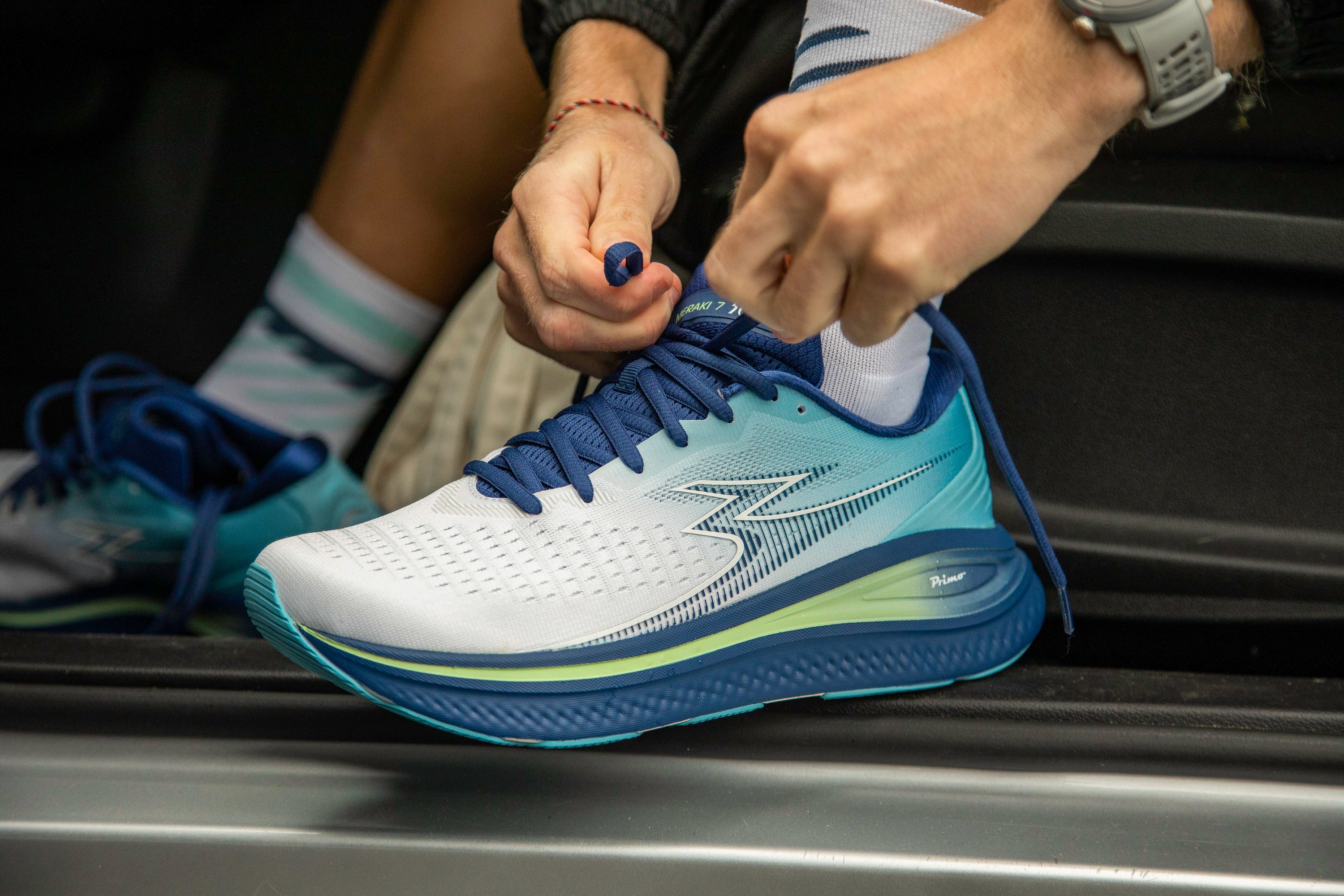 361 meraki 7 men's running shoes blue/white