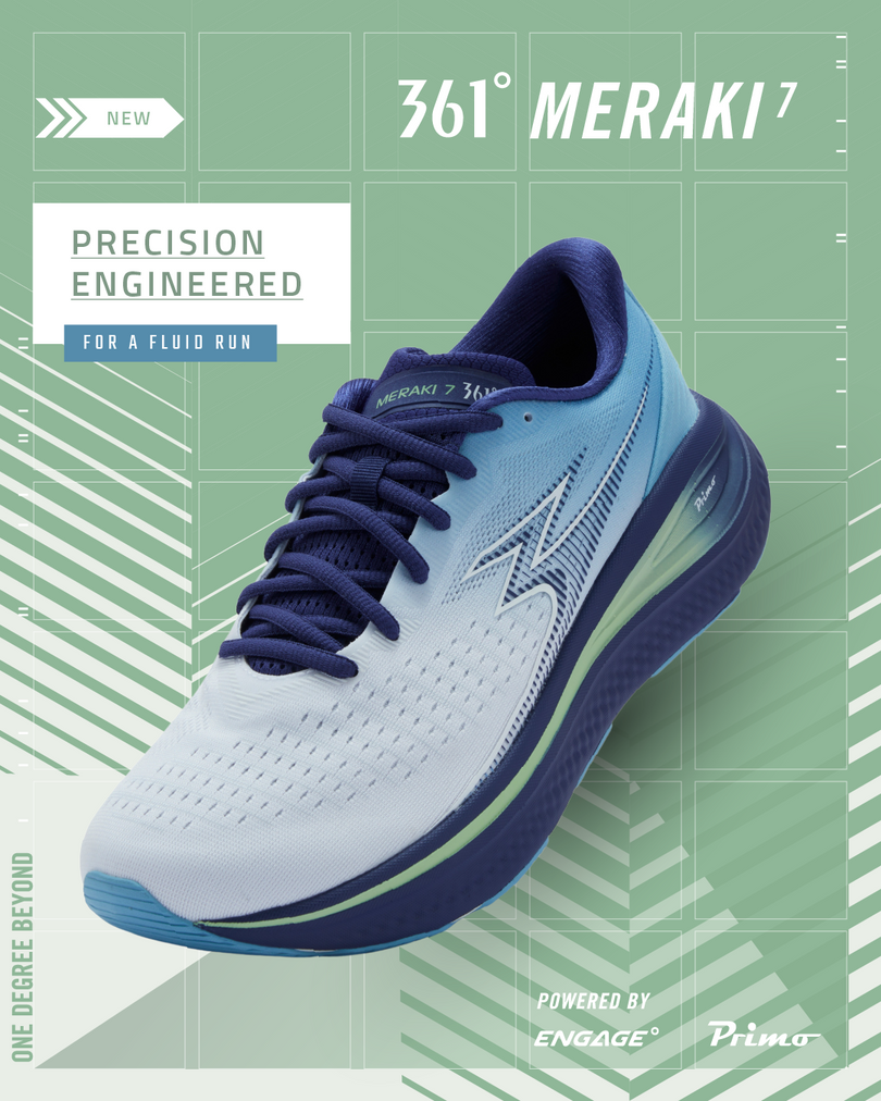 361 meraki 7 men's running shoes blue/white