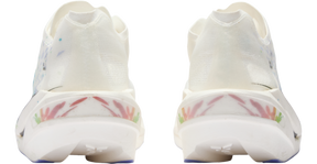 Rear view of the MIRO nude 2 racing flat showing the 33mm heel stack height and the minimalist 'Miro' bird logo on the collar.